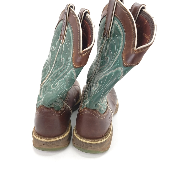 Durango Womens Emerald/Tan Leather Ultralite Saddle Cowboy Boots 6M - Picture 5 of 8